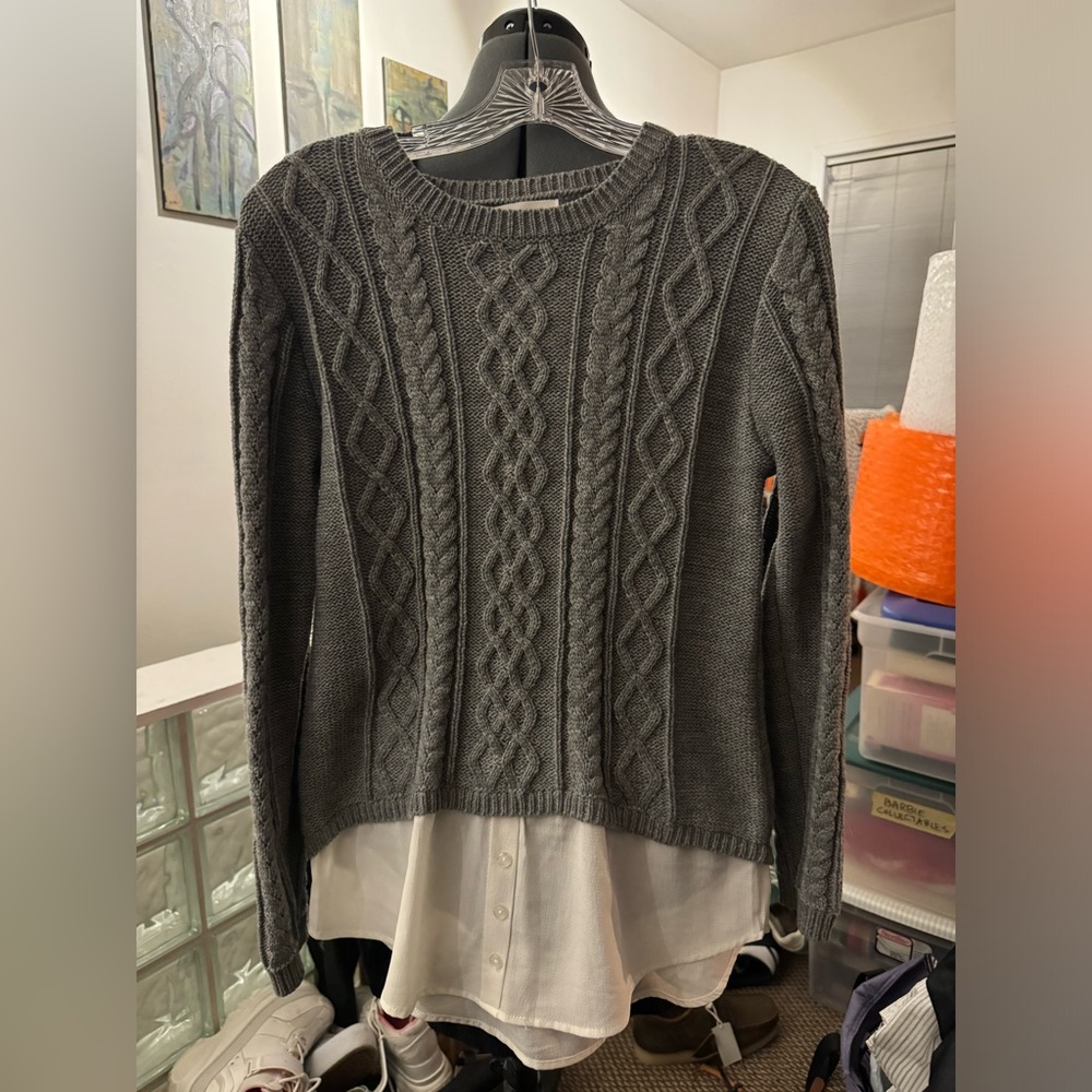 Grey sweater with fun elbows